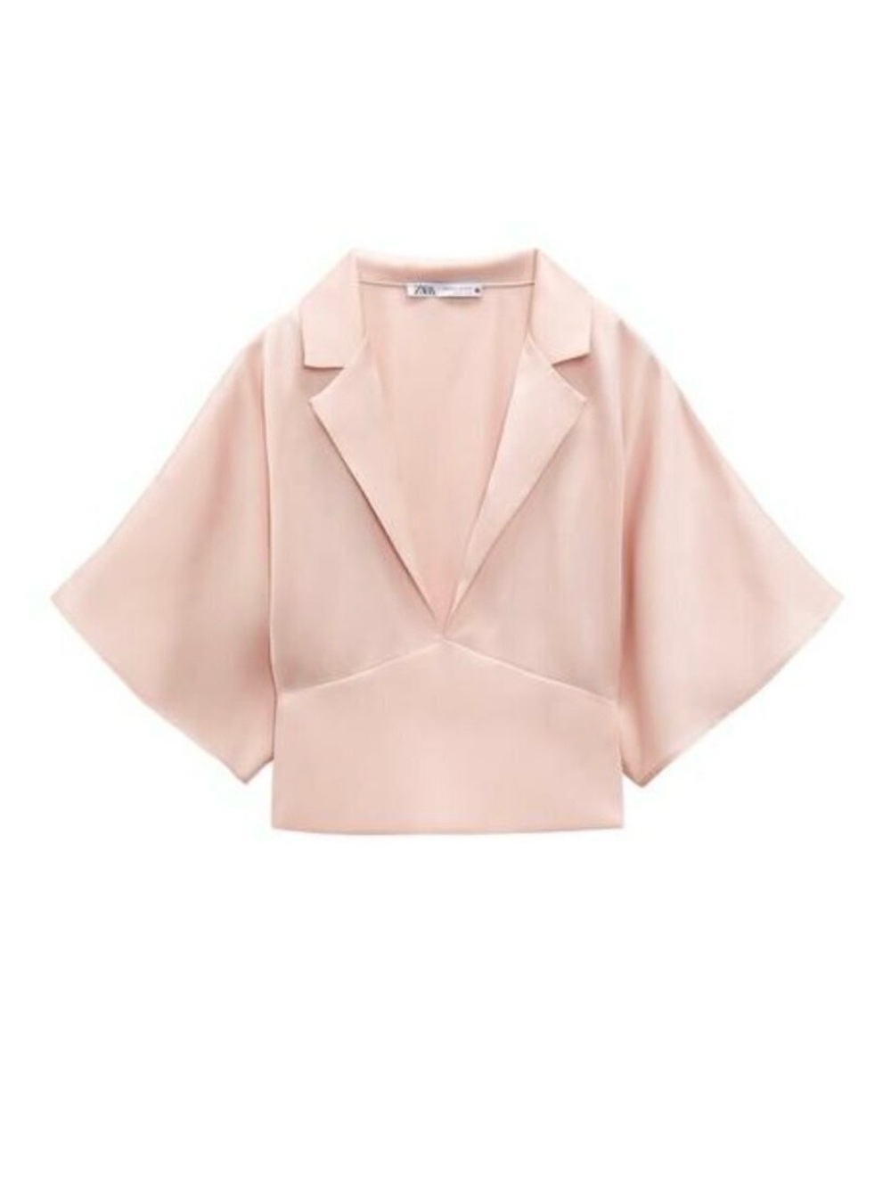 Zara Satin V-Neck Kimono Sleeve Top - Blush